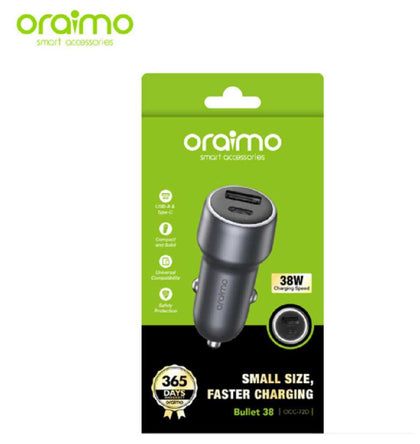 Oraimo 38W Fast Charging USB Car Charger